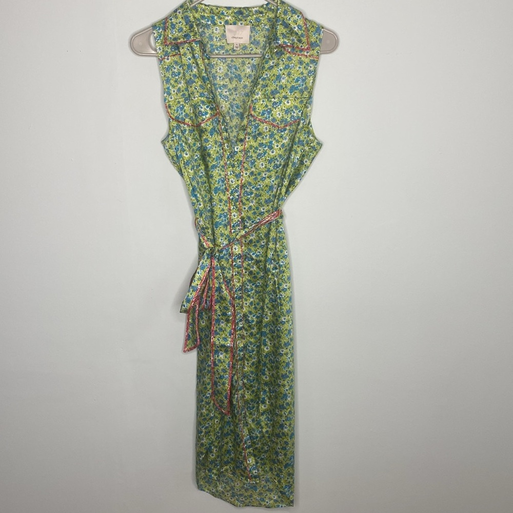 CINQ A SEPT Revolve Hazel Midi Dress Peridot & Multi lime green blue floral - Picture 5 of 7
